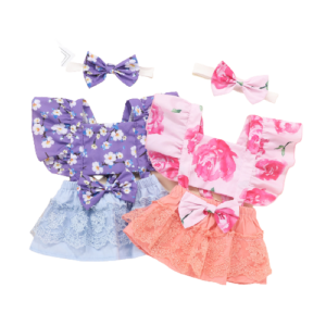 shell.love fly sleeve floral baby girls clothes baby (1)