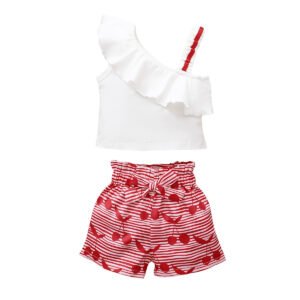 shell.love halter lace top striped print shorts girls set kids (1)