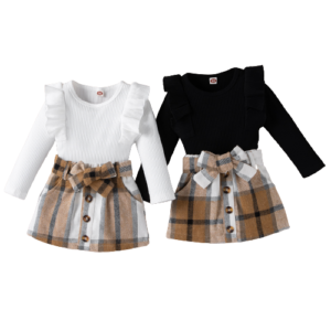 shell.love knitting top plaid belt skirt girls clothes kids (1)