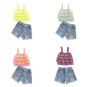 shell.love lace sleeveless ripped shorts girls clothing set kids (1)