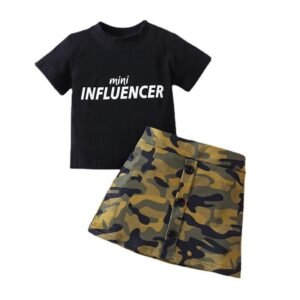 shell.love letter t shirt camouflage skirt kids outfits kids (2)