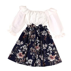 shell.love long sleeve floral skirt girls dress set kids (1)