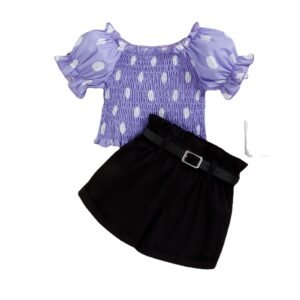 shell.love polka dot blouse belt shorts children wear kids (1)