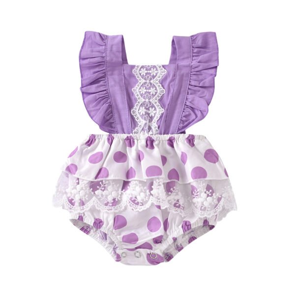 shell.love polka dot fly sleeve lace baby romper baby (2)