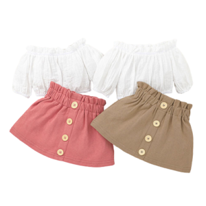 shell.love puff sleeve button a line skirt girls clothes kids (1)