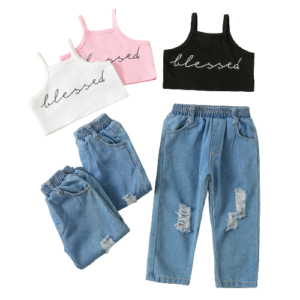 shell.love sleeveless letter ripped jeans girls wear kids (1)