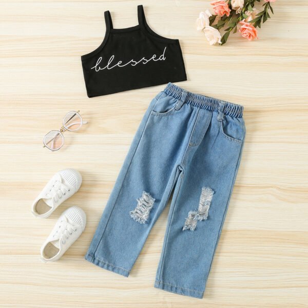 shell.love sleeveless letter ripped jeans girls wear kids (1)