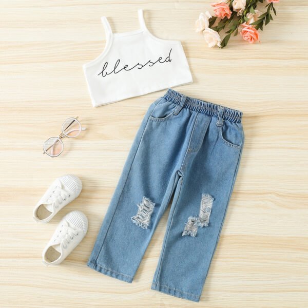 shell.love sleeveless letter ripped jeans girls wear kids (3)