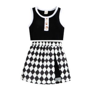 shell.love solid vest plaid skirts kids clothes kids (1)