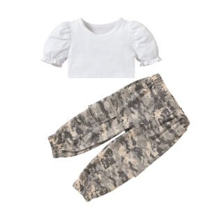 shell.love white shirt camouflage pants summer outfits kids (1)