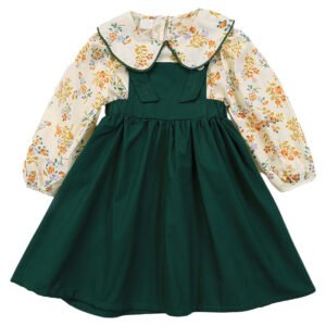 shell.love floral solid suspender dress girls clothes kids (1)