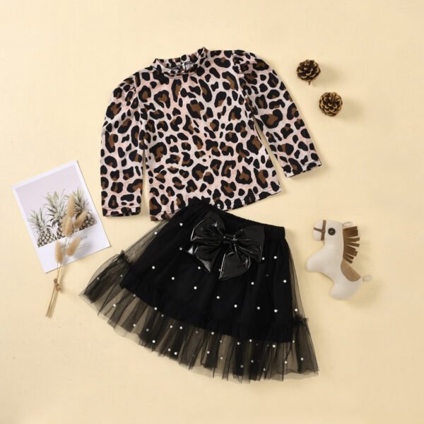 shell.love leopard bow lace dot mesh girls outfits kids