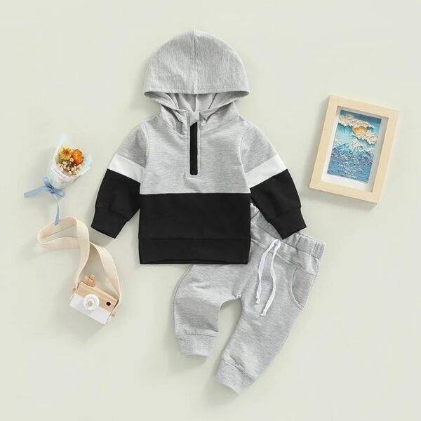 shell.love patchwork hoodie solid pants boys suit kids (1)