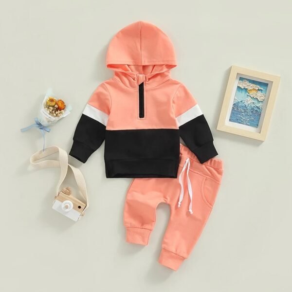 shell.love patchwork hoodie solid pants boys suit kids (2)