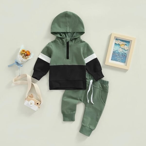 shell.love patchwork hoodie solid pants boys suit kids (3)
