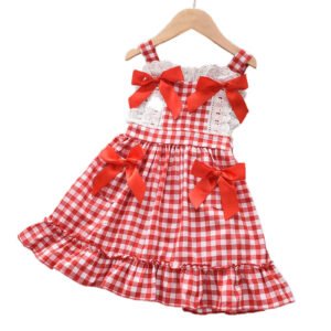 shell.love plaid lace bow girls dress kids (1)