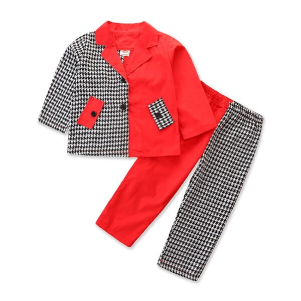 shell.love plaid splicing coat trousers girls clothing kids (3)