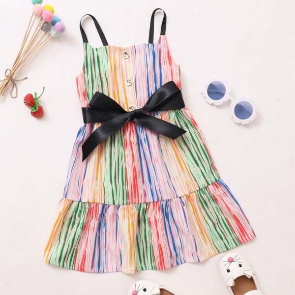 shell.love rainbow bow sleeveless girls dress kids