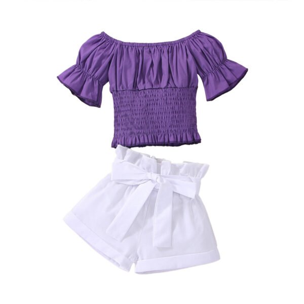 shell.love ruffles top belt white shorts children outfits kids (2)