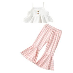 shell.love solid vest plaid flare pants baby wear baby (1)