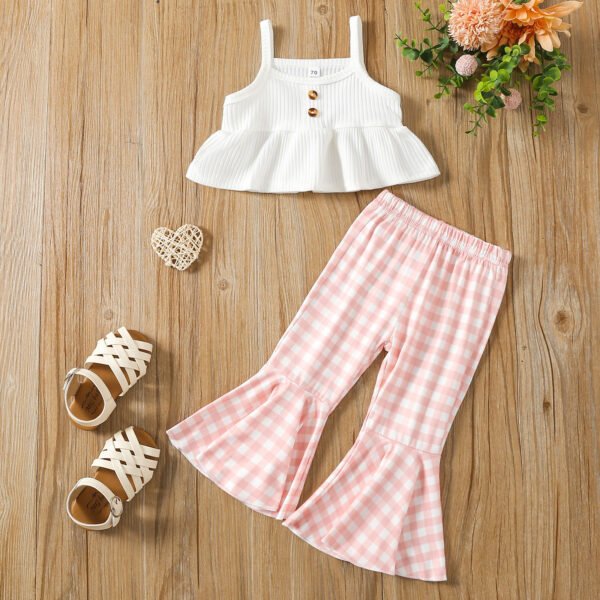 shell.love solid vest plaid flare pants baby wear baby (2)
