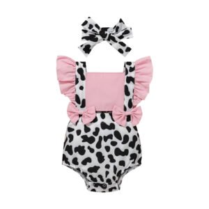 shell.love summer leopard bow baby romper baby (1)
