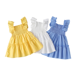 shell.love summer solid color lace ruffles frock kids (1)