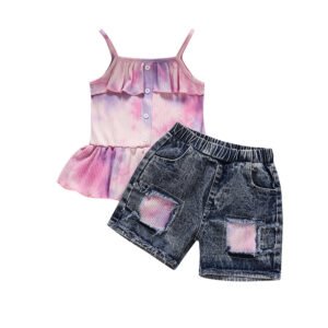 shell.love tie dye top ripped denim shorts kids wear kids (1)
