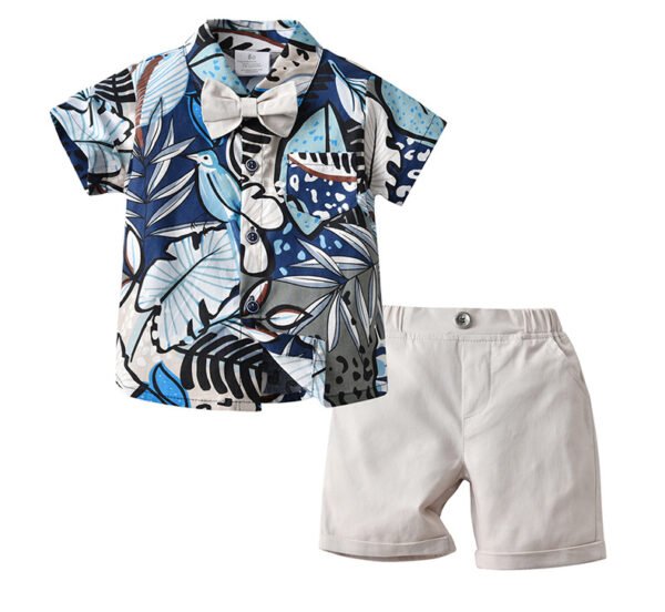 shell.love cartoon printed shirt solid shorts boys clothes kids (2)