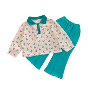 shell.love floral lapel top flared pants kids outfits kids (1)