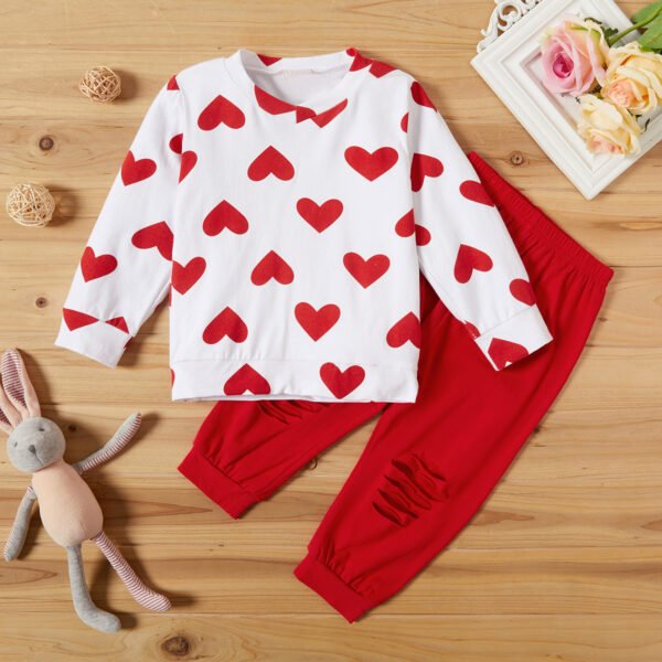 shell.love heart sweater ripped pants kids suit kids (2)