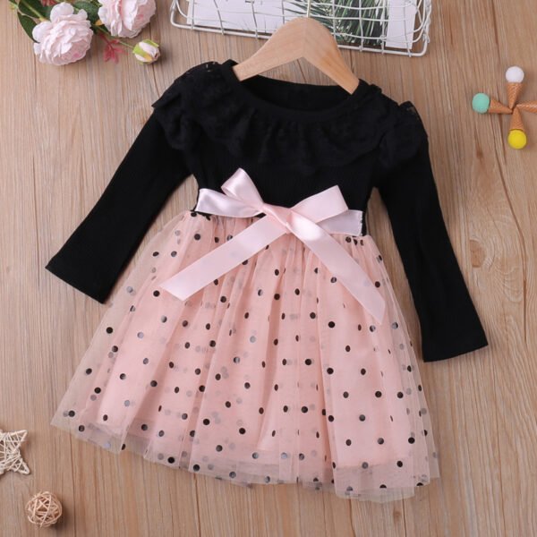 shell.love lace mesh dot solid children dress kids (2)