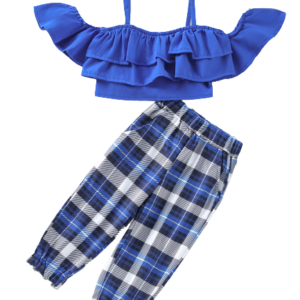 shell.love lace ruffles top plaid pants girls clothes kids