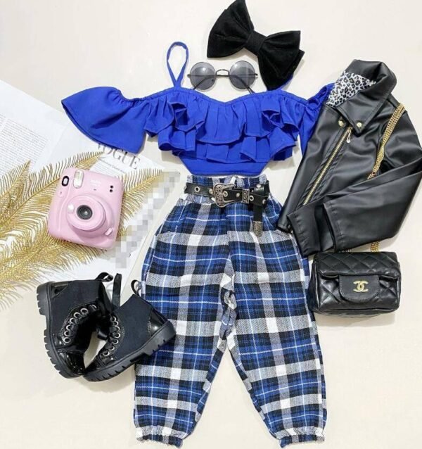 shell.love lace ruffles top plaid pants girls clothes kids