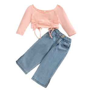 shell.love lace up top denim pants kids clothes ids