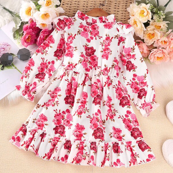 shell.love long sleeve floral girls dress kids (2)