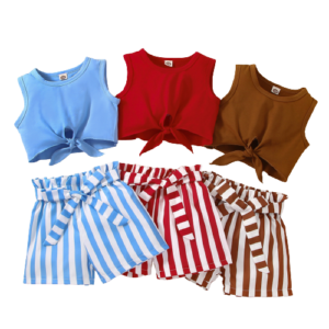 shell.love solid bow vest striped shorts clothes kids (1)