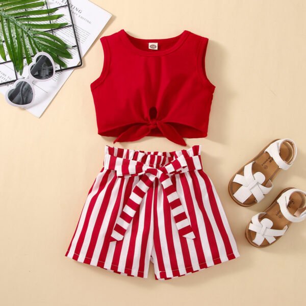 shell.love solid bow vest striped shorts clothes kids (1)