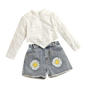 shell.love solid flower printed girls clothes kids (1)