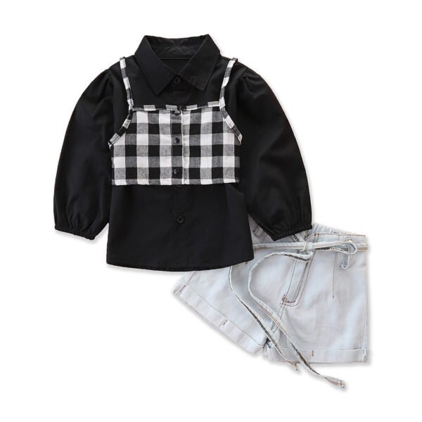 shell.love solid shirt plaid vest denim shorts clothes kids (1)