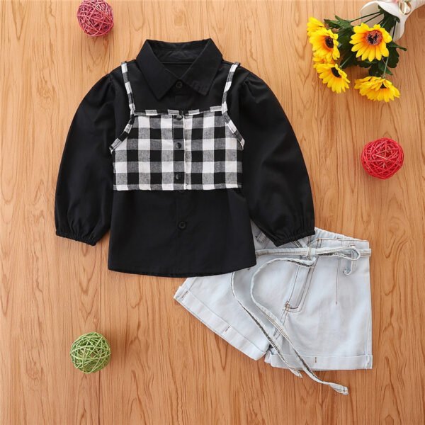 shell.love solid shirt plaid vest denim shorts clothes kids (2)