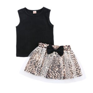 shell.love solid vest leopard mesh skirt girls outfits kids (4)