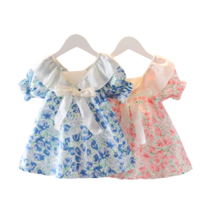 shell.love summer bow floral girls dress kids (1)