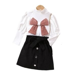 shell.love bow solid belt skirt girls clothes kids (2)
