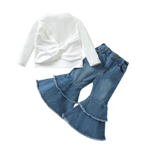 shell.love white solid top denim pants girls outfits kids (1)