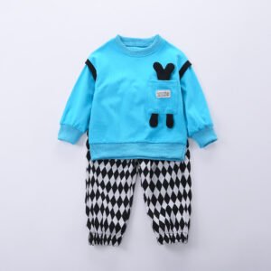 shell.love cartoon solid letter plaid girls outfits kids (1)