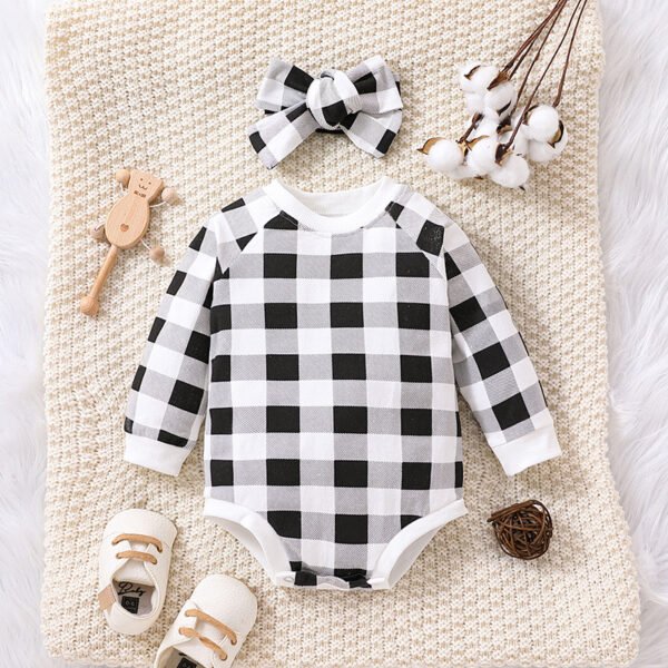 shell.love long sleeve plaid baby romper baby (2)