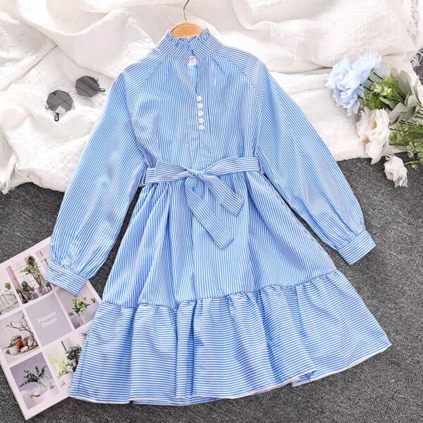 shell.love long sleeve striped girls dress kids (2)