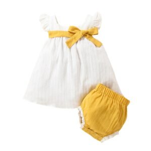 shell.love solid bow baby clothing set baby (1)