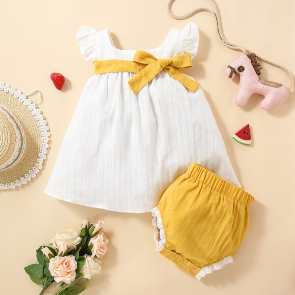 shell.love solid bow baby clothing set baby (3)
